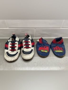 Bundle Robeez Kids Navy & Red Leather Sneakers and Baby shoes
